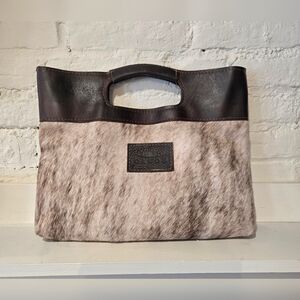 Canoe brand handbag, clutch leather and cowhide, EUC